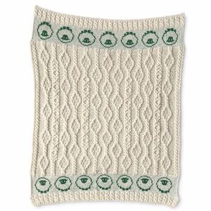 Irish Merino Wool Baby Blanket Aran Cable Knit Sheep Made in Ireland